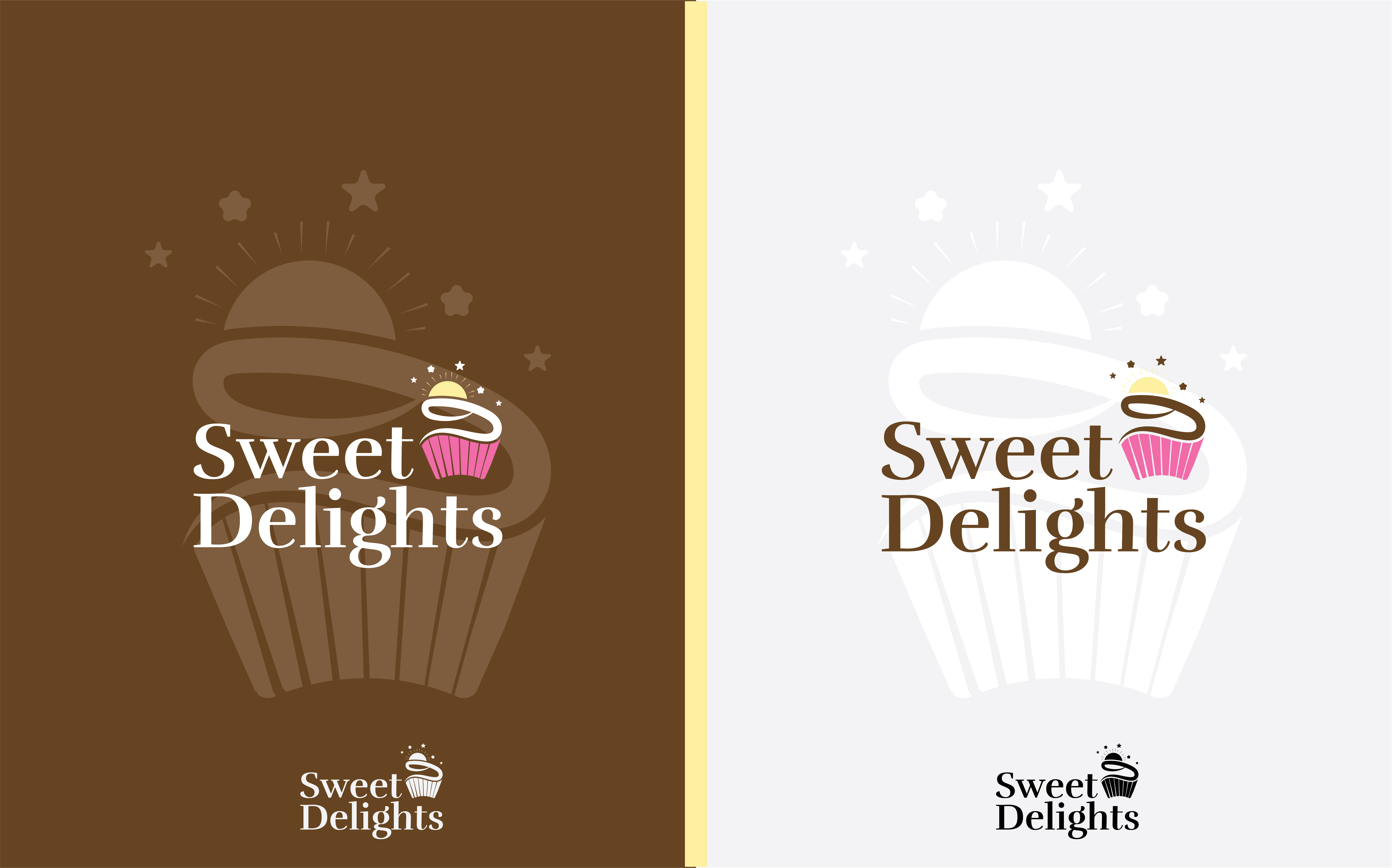 Sweet Delights - Custom cake and cupcake bakery logo design by