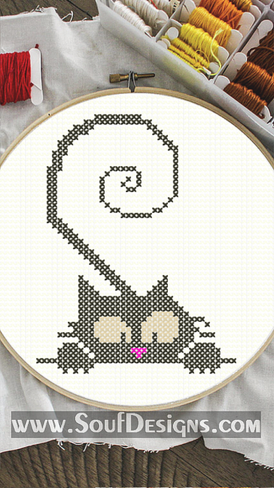 Black Kitten Embroidery Cross Stitch Pattern embroidery