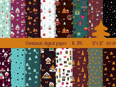 Christmas digital paper animal animation birthday cartoon character christmas christmas digital paper christmas pattern elegant christmas gingerbread house gold christmas graphic design holiday illustration pattern rendeer santa seamless stickers winter