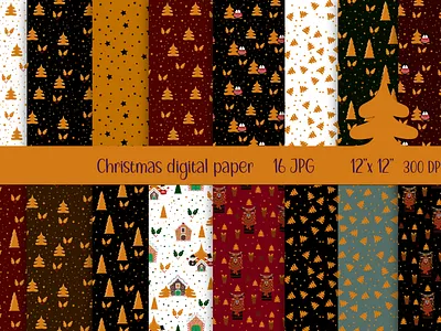 Gold tree animal cartoon character christmas christmas pattern elegant christmas gingerbread house gold graphic design holida illustration nutcracker patter penguin reindeer seamless pattern stickers xmas ywinter