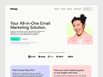 Flexy - Email Marketing tool agency branding design hero hero section landing page saas section ui website design