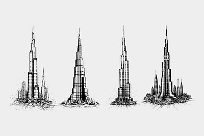 Burj Khalifa Vector Artwork artwork black white branding burj khalifa design editable graphic design illustration minimal modern simple vector