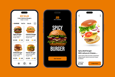 Spicy Burger Mobile App figma landing page ui