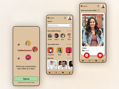 CoffeeConnect- Random Coffee Invitation App UI appdesign datingapp design figma graphic design mobileapp mockup ui uiux userinterface ux web