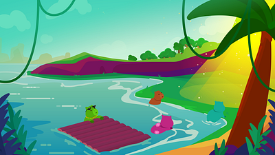 capy island opening cutscene adobe illustrator capybaras color cute digital illustration flat art flat design game art game design graphic design illustration illustrator storytelling vector vector art