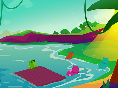 capy island opening cutscene adobe illustrator capybaras color cute digital illustration flat art flat design game art game design graphic design illustration illustrator storytelling vector vector art