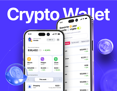 Crypto wallet App UX/UI agency app appdesign crypto crypto wallet cryptocurrency landing page trading ui uiux webdesign