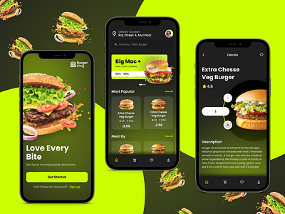 Burger Food App UI Design by Sm8uti app ui branding burger card ui design food app food ui graphic design illustration ui uiux web design