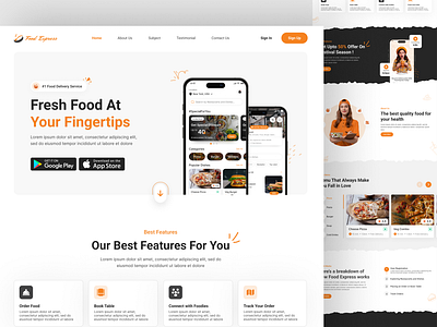 Food Delivery App Landing Page | App Landing Page | Figma android app app website business design figma designer food food delivery app food delivery app landing page food website hire designer hire me ios mobile app designer restaurant ui ux web web design website