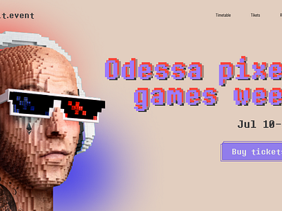 Hero screen for pixel games week festival landing page