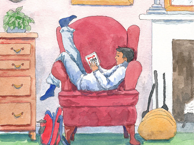 Reading at Grandma's house child reading childrens book illustration illustration