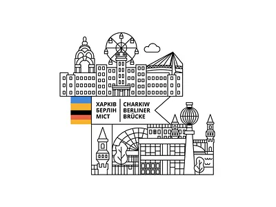 Kharkiv Berlin Online Bridge architecture berlin bridge building city education flag free university free university of berlin germany illustration karazin karazin university kharkiv line logo outline ukraine university vector
