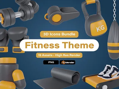 3d elements fitness icon bundle app branding design graphic design illustration logo typography ui ux vector