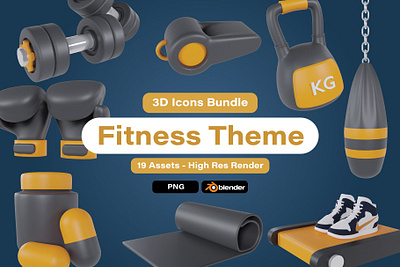 3d elements fitness icon bundle app branding design graphic design illustration logo typography ui ux vector