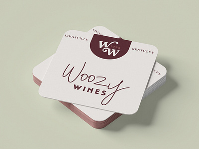 Woozy Wines Brand Concept branding coaster design drink coaster graphic design logo wine branding wine company wine logo