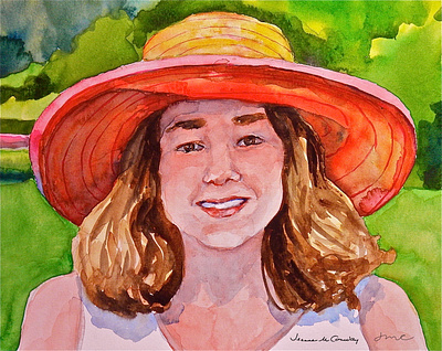 Amy illustration portrait summer watercolor young woman