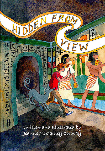 Book cover for "Hidden From View" book cover children illustration egypt pyramid graphic novel illustration middle grade childrens book photoshop watercolor young boy and dog