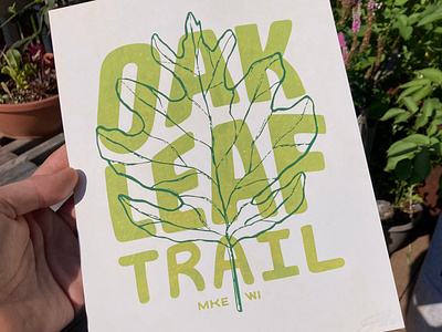 Oak Leaf Trail Print design drawing hand drawn illustration leaf lettering logo milwaukee mke oak parks poster print print making sean quinn trail typography vector
