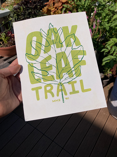 Oak Leaf Trail Print design drawing hand drawn illustration leaf lettering logo milwaukee mke oak parks poster print print making sean quinn trail typography vector