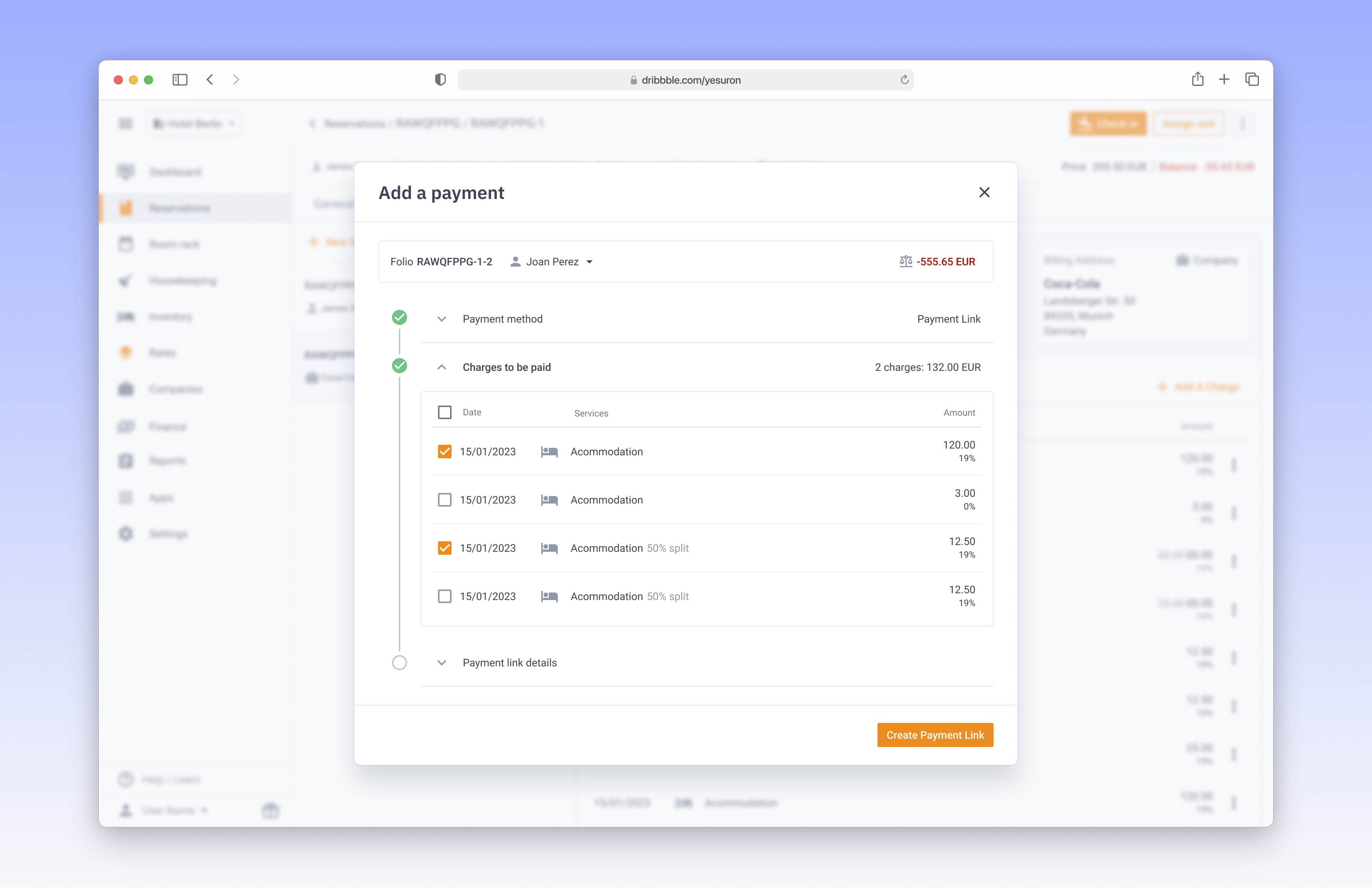 Add a payment in Apaleo's app payments product design ui user experience design user flow user interaction ux