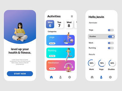 Fitness App 3d app design ui uidesign ux