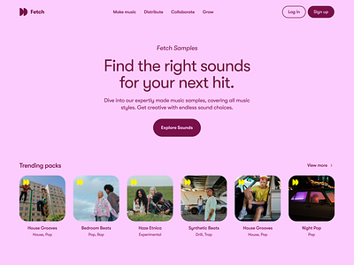 Fetch Website: Hundreds of Samples to Make Music audio colors landing page music music samples music website samples website design