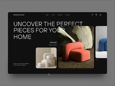 Furniture Store & Studio - Hero Carousel Interaction carousel furniture hero banner interaction interaction design interior slider ui design