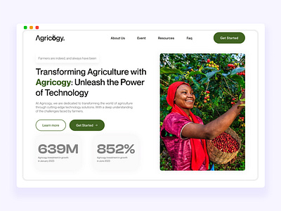 Agrictech Landing Page agrictech agriculture design hero hero section landingpage ui visual design wealth4us