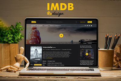 IMDB Redesign. imdb ui ux website yellowblack