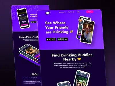 LIT : Social Drinker App Landing Page Design app design drink app landing page social app ui ui ux ui design uidesign uiux ux