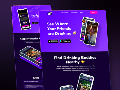 LIT : Social Drinker App Landing Page Design app design drink app landing page social app ui ui ux ui design uidesign uiux ux