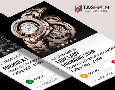 Product Information Manager website for Tag Heuer dashboard horlogy luxury pim product manager timepiece ui ux watches