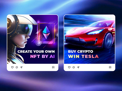 Web 3.0 Ads / Blockchain / Crypto Banner/Instagram Social Media/ ai banner blockchain crypto illustration nft tesla ui win