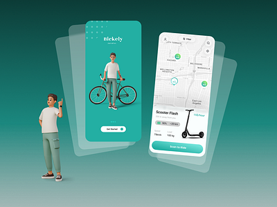 Bickely-Rent bike app design rent graphic design ui