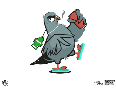 Lunch doodle! beer character design graphics illustration pigeon t shirt design vector vector design