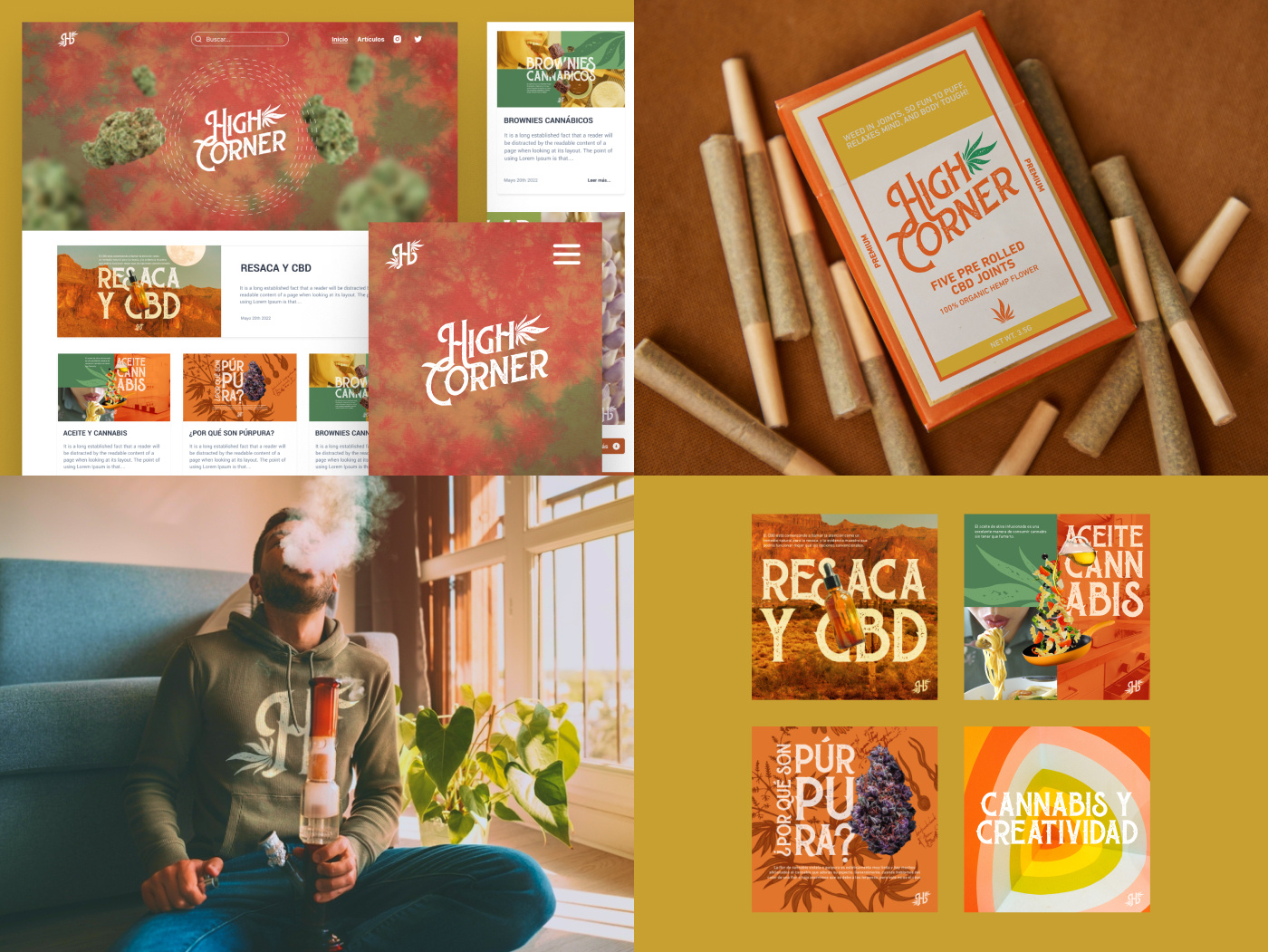 🍁 Branding for High Corner brand brand identity brand strategy brandbook branding cannabis design graphic design illustration logo logo design motion graphics product design social media thc typography ui visual identity web design weed