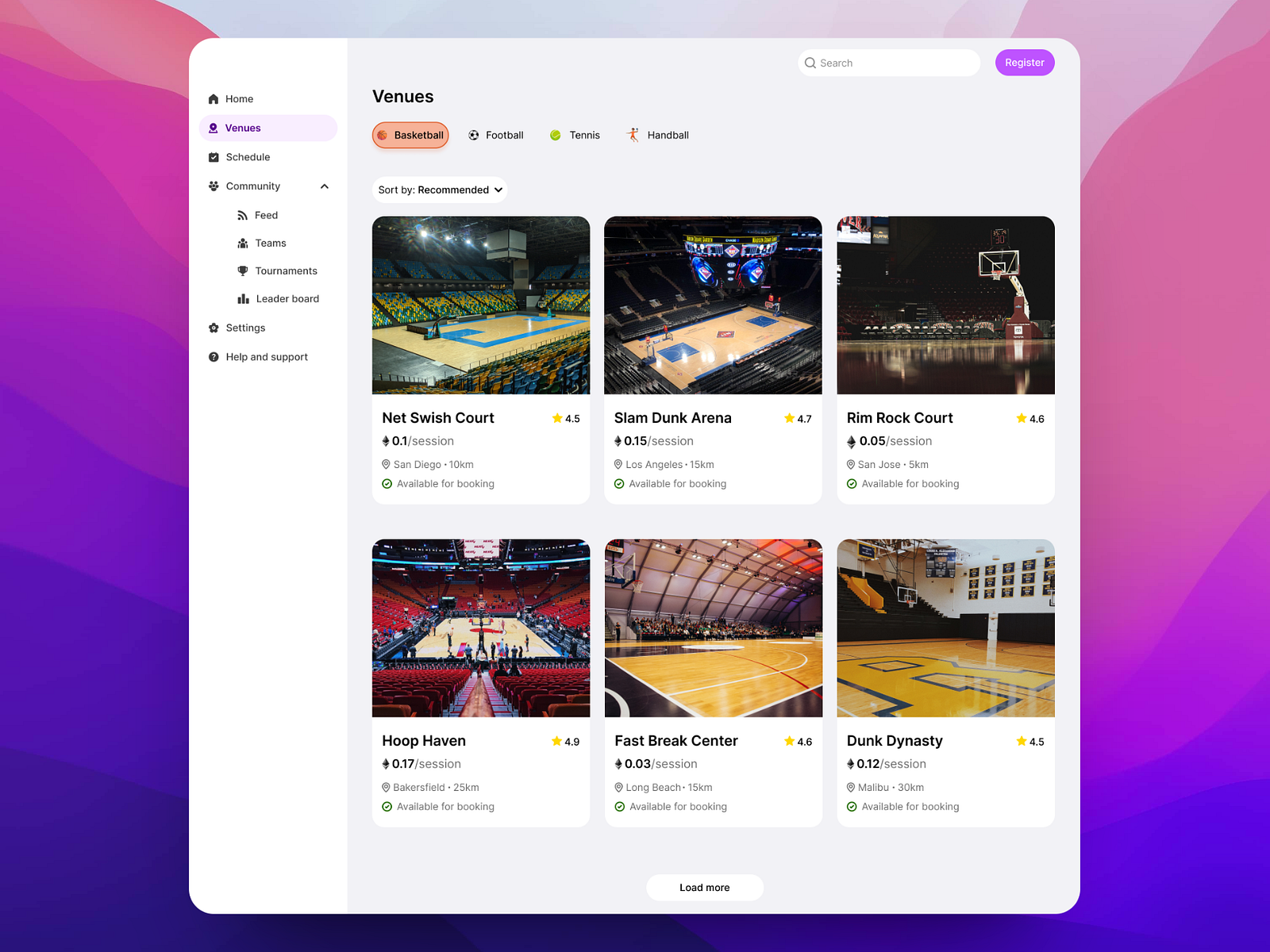 Sport Venue booking Web Application by Ahuose Ikhile on Dribbble