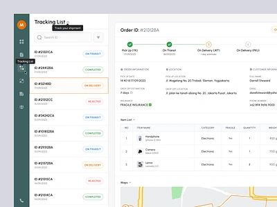 Tracking List - Dashboard clean clean dashboard dashboard dashboard list delivery details dashboard list logistic logistic dashboard maps product progress progress bar shipping shipping dashboard track tracking tracking dashboard tracking list