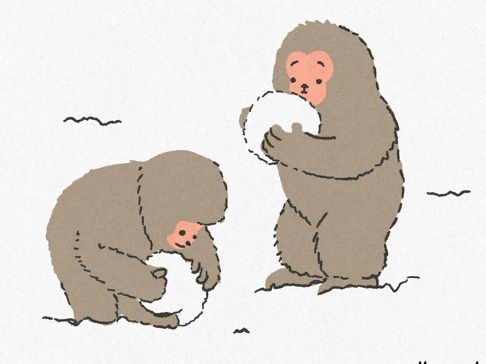 Japanese snow monkeys make snowballs for fun by Jormation on Dribbble