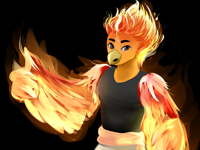 Astral Phoenix (my fursona) anthro art digital drawing furry phoenix