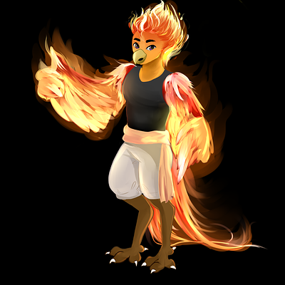 Astral Phoenix (my fursona) anthro art digital drawing furry phoenix
