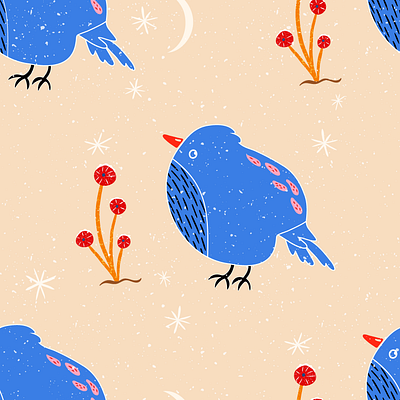 Bird Patterns from Love in Bloom Collection by Julia Barry adobe bird blue design hand drawn illustration illustrator julia barry love pattern pink procreate product design red sewing snow surface design thread valentines day yellow