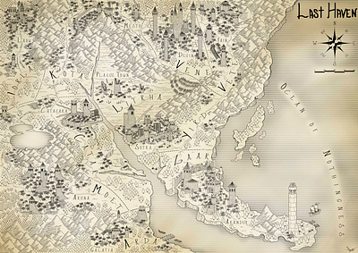 Last Haven art design detailing digital digital illustration illustration lineart map map design mapping sepia