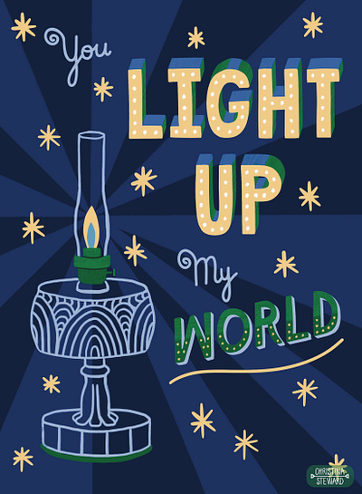 You Light Up My World greeting card hand lettering illustration lettering surface design