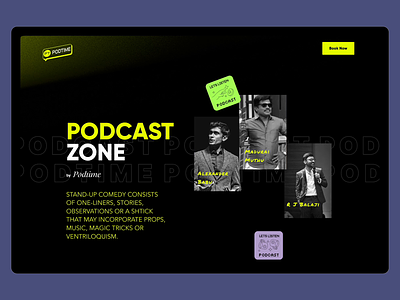 Podcast Landing Page for Standup Comedians design home home page homepage landing page landingpage podcast site ui uiux webpage website wepage