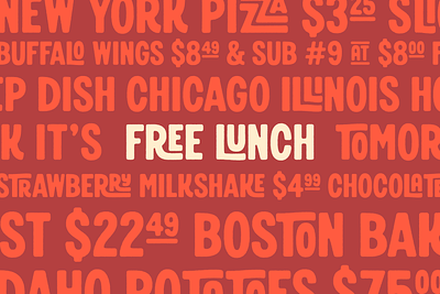 Introducing Free Lunch display font retro sansserif type typedesign vintage