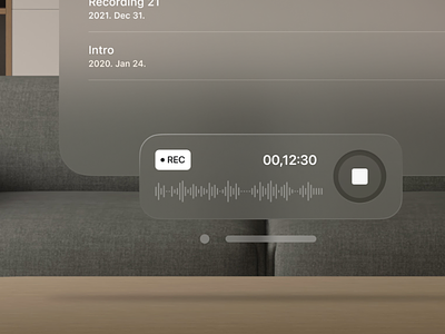 // 001 - Voice recorder app apple design interface record recording app spatial ui ux vision vision pro visionos