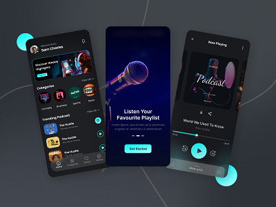 Podcast-Mobile App Design application audio book dark ui design mobile app mobile app design music application music player podcast podcast ui podcasting ui uiux