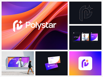 Corporate Brand Identity Design for Polystar abstract logo brand brand identity brand mark branding corporate identity creative agency ecommerce gradient logo icon letter logo logo logo design logo designer logos logotype modern logo startup visual identity web3