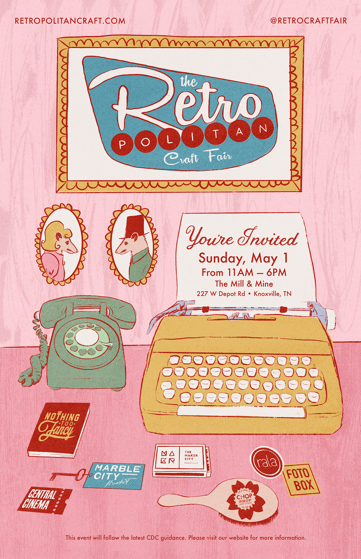 Retropolitan Craft Fair Spring 2022 Poster craft fair event poster illustration lettering poster procreate retro wes anderson